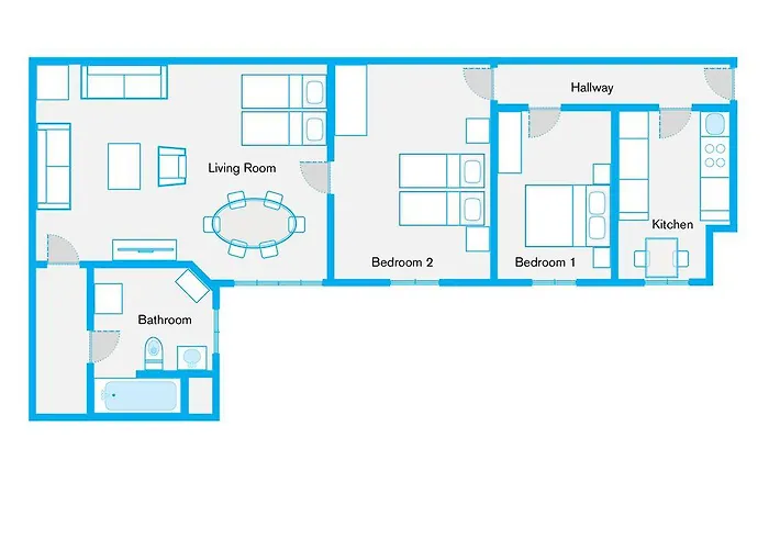 Thewilhelmshavener Group Apartment, Group & Family Friendly, 100m2, 2br, 1 Living Room, Huge Table, Ideal For 4 - 6 Guests شقة